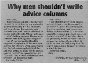 Why Men Shouldn't Write Advice Columns - 1Funny.com