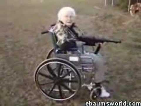 Grandma Shooting a Gun