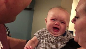 Cute Baby Reaction When Dad Kisses Mom