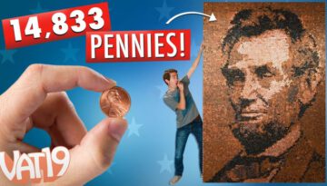 Giant Lincoln Portrait Made of Pennies