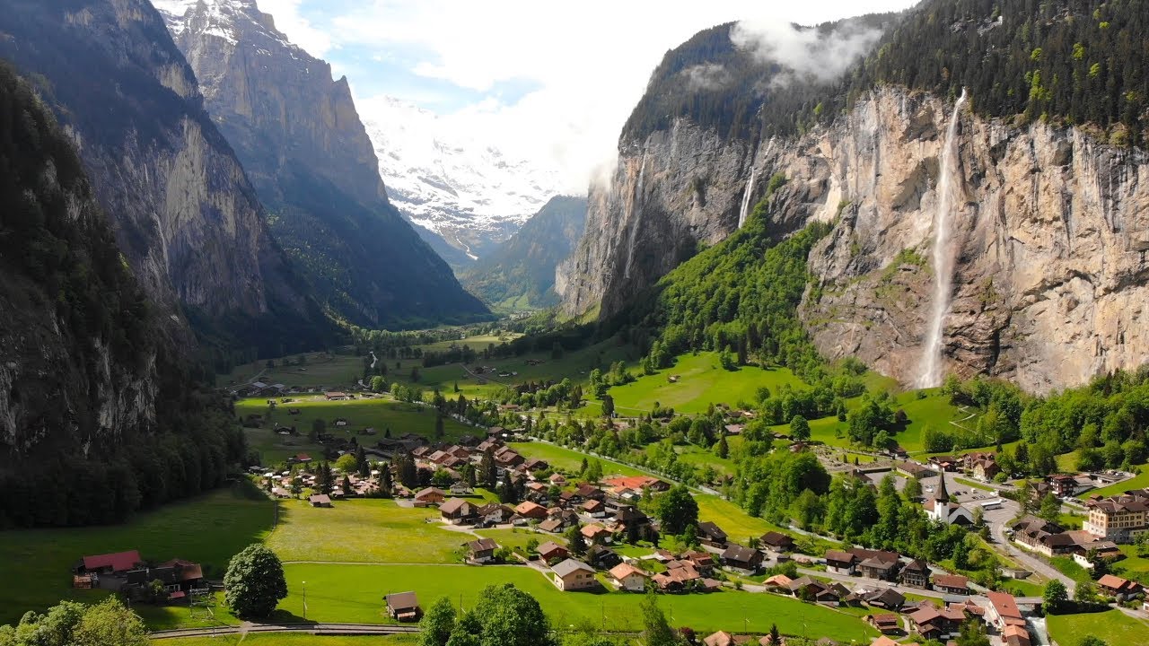 lauterbrunnen switzerland 4k bus swiss alps village 1funny flying tour dino geography