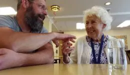 Guy Visiting His Grandmother with Alzheimer