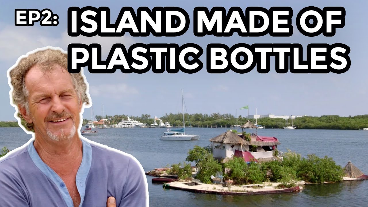 island made out of plastic bottles