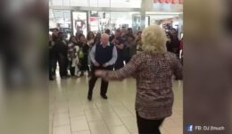 Dancing Senior Couple at the Mall
