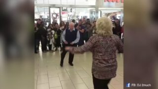 Dancing Senior Couple at the Mall