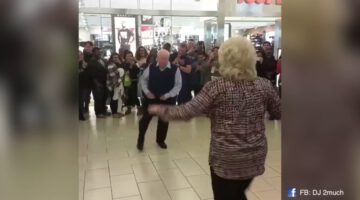 Dancing Senior Couple at the Mall