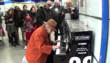 Amazing Senior Lady on a Public Piano