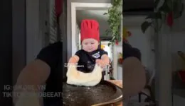 Baby Chef Makes a Pizza