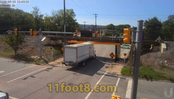 Reefer truck breaks the spell at the 11foot8+8 bridge