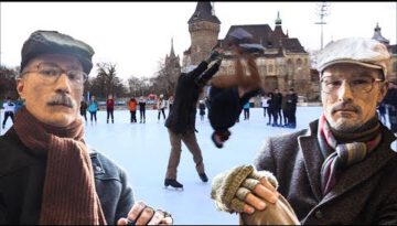 Old Man Ice Skating Prank PART 2 / Backflip on ice / Acroice