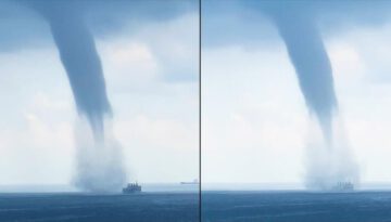 Giant Waterspout Devours Ship