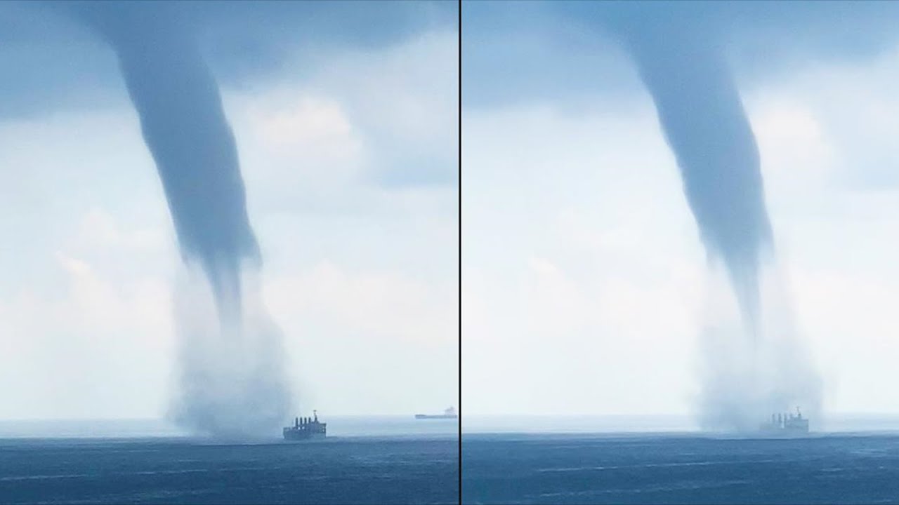 Giant Waterspout Devours Ship