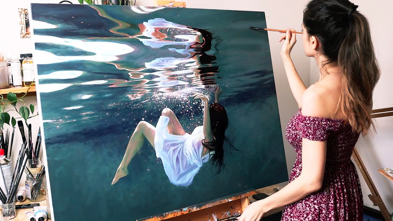 Myself Underwater – Oil Painting Time Lapse