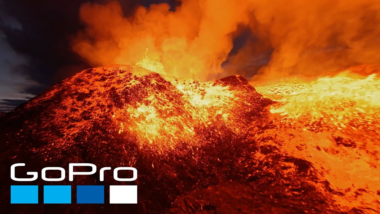 Flying up Close Over an Active Volcano in Iceland