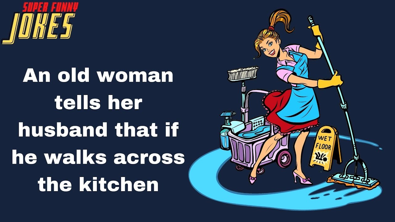 Funny Joke: Wife Mops the Kitchen Floor