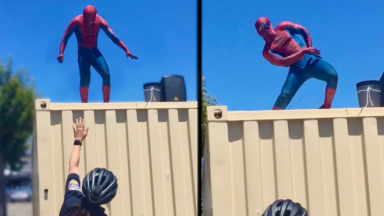 Spiderman Ignores Police Officer