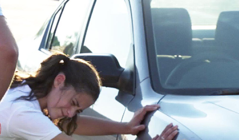 Super Strong Girl Pushes Car