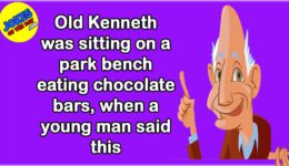 Funny Joke: Old Man Eating Chocolate Bars