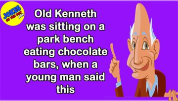 Funny Joke: Old Man Eating Chocolate Bars