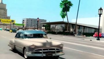 California 1950s, Driving on Wilshire Blvd (Full Color & Remastered with Sound)