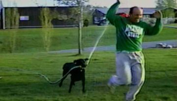 Dog Steals Hose and Sprays Owner