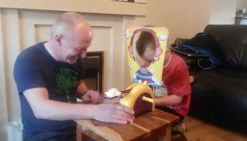 Jayden & Grandpa Playing Pie in Face Game