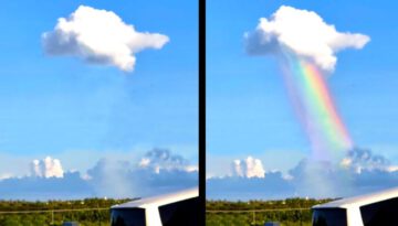 Rainbow Pours Out of Cloud