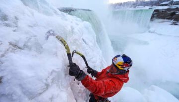 Ice Climbing Frozen Niagara Falls