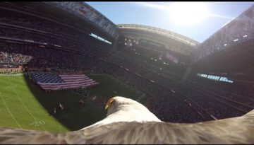 Bald Eagle Soars with Action Camera During National Anthem