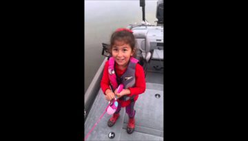 Little Girl Catches Huge 5 Pound Bass on Barbie Pole!