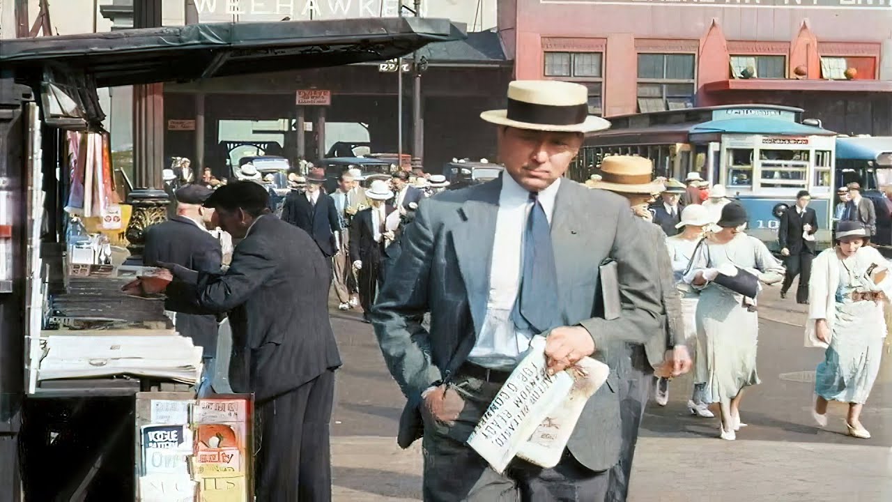 1930S New York Street Scenes in Color With Sound