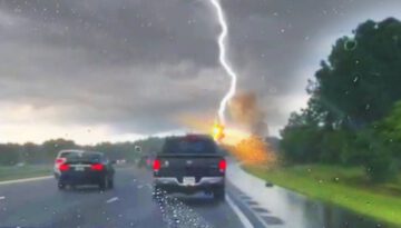 Lightning Strikes a Moving Truck