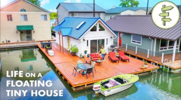 Woman Living in a Beautiful Floating Tiny House